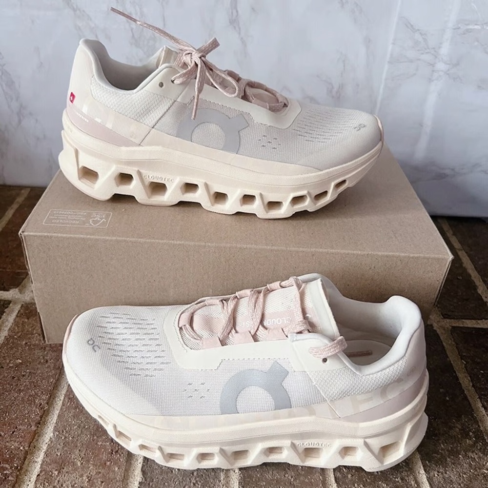 On Running Women's Platform Shoes in Cream and Pink
